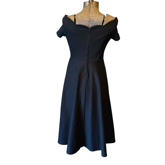 ModCloth Timeless Favorite Dress Large Ponte Scallop Off the Shoulder Midi Black - Picture 5 of 7